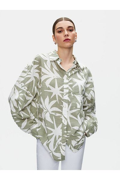Ltb Cămașă cu model floral cu aspect de in