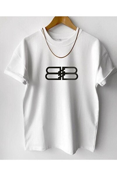 Mythologie BB Design T-Shirt - White Printed Oversize Crew Neck Printed Short...