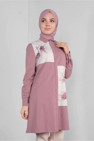 Alvina Flower Patterned Secret Button Tunic 41126