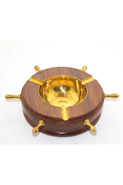 ForWhat Design Ash Tray Ashtray with Brass Rudder for Bureau Home Office Decor