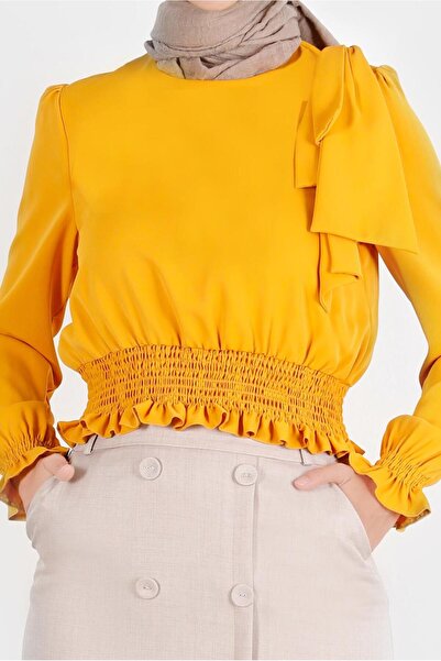 Alvina Bow Detailed Elastic Waist Blouse - 42755