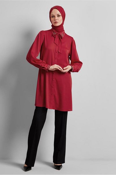 Alvina Stone Detail Satin Tunic 45323