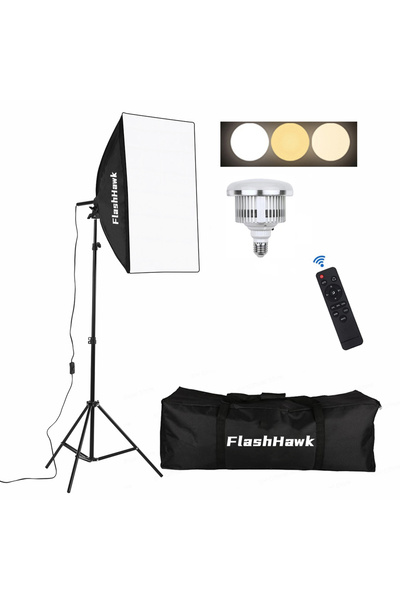FlashHawk طقم إضاءة استوديو تصوير مع مصابيح LED عن بعد 380 واط 3 ألوان، وصناد...