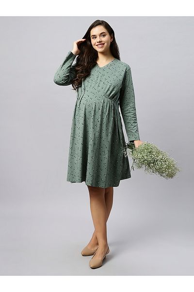 Tummy organic cotton - flared maternity dress