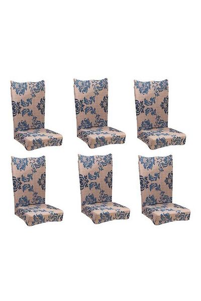 Generic Deals for Less 6-Piece Bohemian Design Dining Chair Cover Set Beige/Blue
