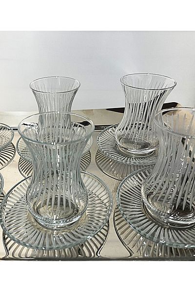 DECOSTYLE Pasabahce İncebelli Style Decor Oval Plate 12 Piece Teaset