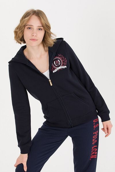 U.S. Polo Assn. Hanorac pentru damă, cu guler cu glugă, uni bleumarin, Gad-sk022