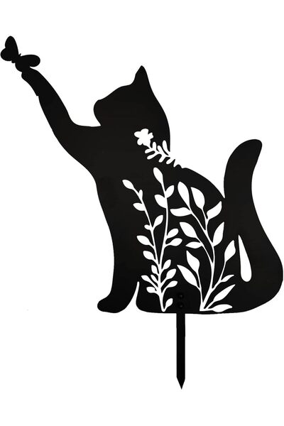 Kyrotech Bahçe Dekorasyonu Metal Kedi Peyzaj Obje Balkon Çim Yer Döşemesi Hav...