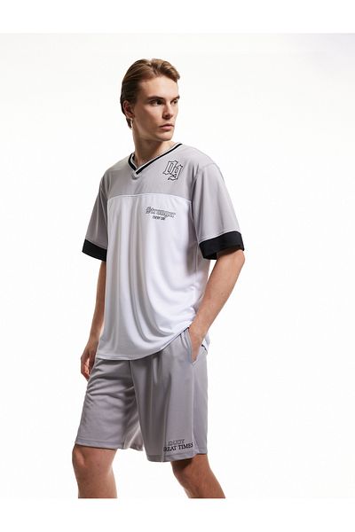 Koton New Season Waist Lace-Up Printed Pocket Detailed Oversize Sports Shorts