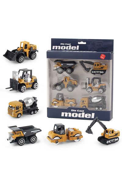Choice B With Color Box 6pcs/set Alloy Engineering Truck Toy Car Classic Construction Model Vehicle Loader