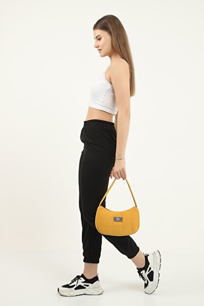 SHAKA Mustard U11 Single Zipper Compartment Daily Sports Baguette Canvas Fabric Women's Hand and Shoulder Bag B:16 E: 26