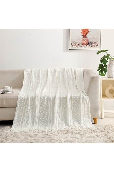 Alhabib bedding Dan Shawl Lightweight Bamboo Cream Blanket 130 x 170 cm