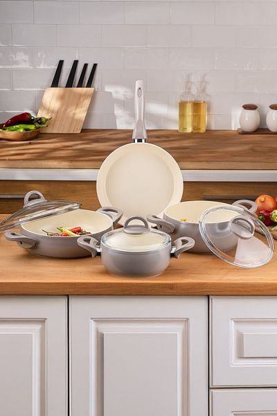 Emsan Beige Crystal 7 Piece Casserole Set
