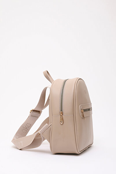 SHAKA Mink Shk200 Faux Leather 2 Compartment Zippered Written Column Strap Backpack