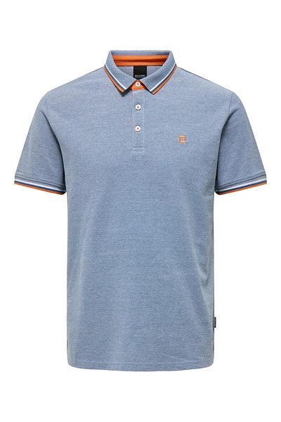 Only & Sons Ανδρικό μπλουζάκι Onsfletcher Polo Neck 100% βαμβάκι 22024827   Μπλε