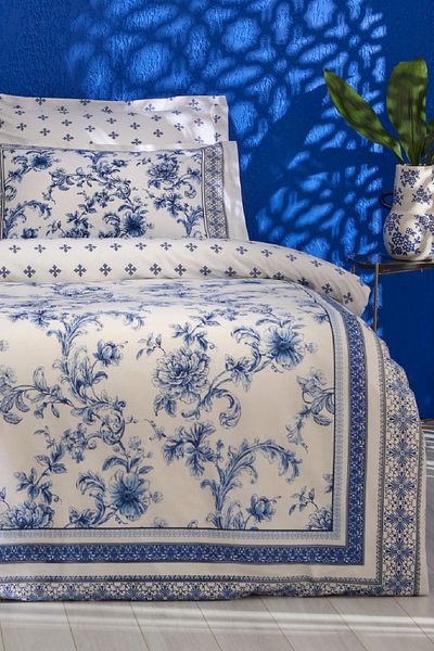 Karaca Home Set cuvertură dublă Rosario 100% bumbac Albastru
