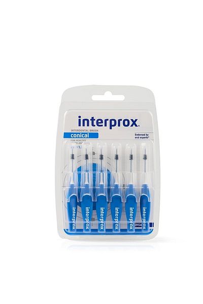 İnterprox فرشاة واجهة زرقاء 1.7 ملم Interprox Interproximal مخروطية 6 قطع