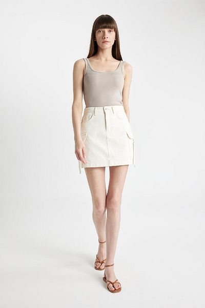 DeFacto Cargo Fit Jean Mini Skirt B9863Ax24Sm