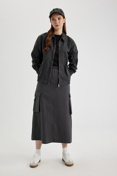 DeFacto Cargo Fit Gabardine Long Skirt B9219ax24sp