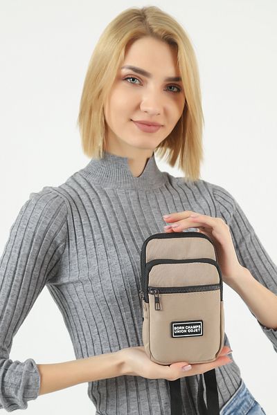 SHAKA Mink U17 Zippered 3 Compartments Adjustable Strap Unisex Phone Holder Wallet Bag L:20 E:12 W:4