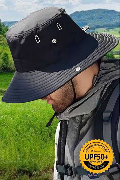 Uniquetrenders Унисекс сгъваема шапка за туризъм и плаж с UV защита, широка периферия, сафари