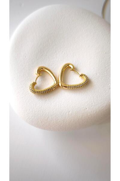 VOBEEYKU Heart earrings with zircon stone