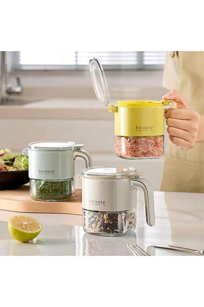 Ayshe Home Concept 500ml Healthy Lead-Free Glass Moisture-Proof Spice Jar Storage Container with Spoon Assorted Colors