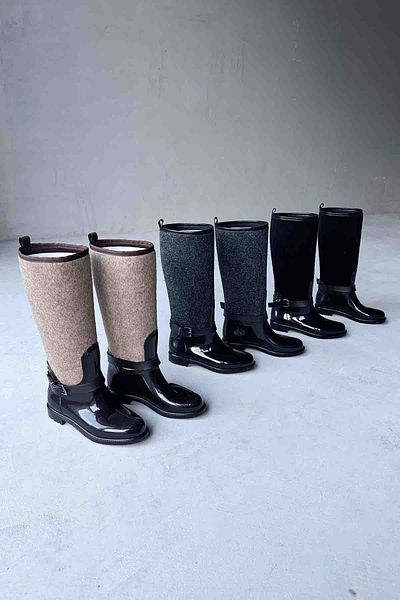 Cappmoda AYK-1009 Μπότες βροχής με αντιολισθητική σόλα με λεπτομέρεια με καφέ καφέ