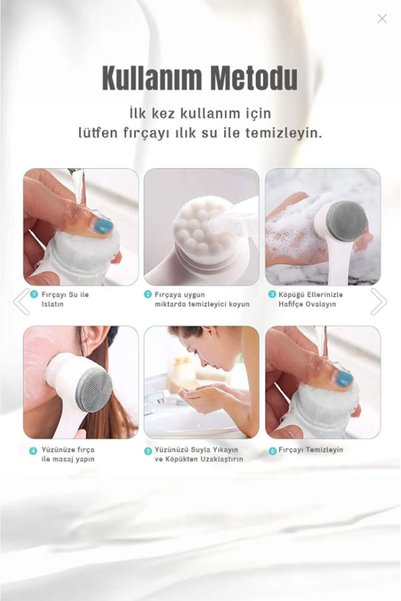 Kezban Tekstil Siyah Nokta Makyaj Temizleme Fırçası Silikon Peeling Aleti Çift Taraflı Yüz Bakım 1 ADET