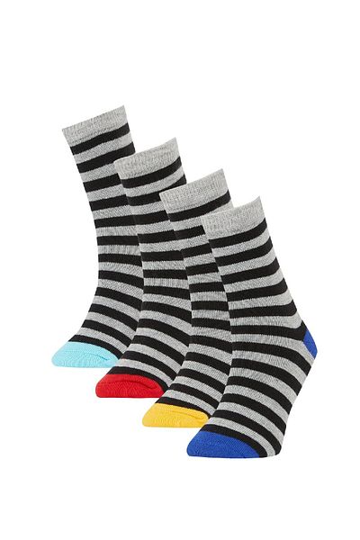 DeFacto Boy's Striped 4-Piece Socks K5222a6ns