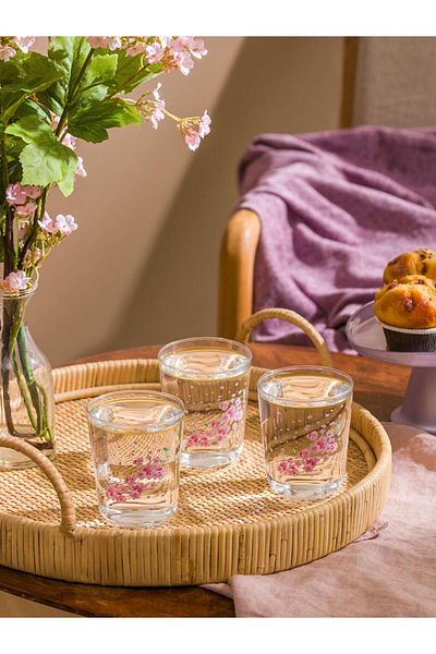LC Waikiki LCW HOME طقم زجاج زهور مختلط 3 أكواب 315 مل