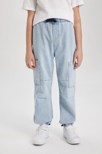 DeFacto Pantaloni de jogging pentru băieți - talie cu șireturi, picior elastic, buzunare, parașuta Cargo C0184a824sm