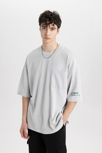 DeFacto Κοντομάνικο μπλουζάκι Loose Fit Crew με στάμπα C0152ax24sm