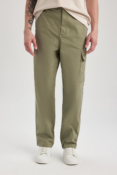 DeFacto Gabardine Pants Baggy Fit Straight Leg Pocket B3664Ax23Au