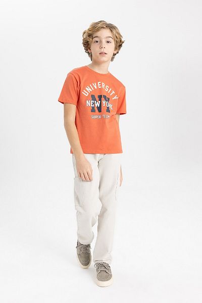 DeFacto Boy's Crew Neck Printed Short Sleeve T-Shirt C0650a824sm
