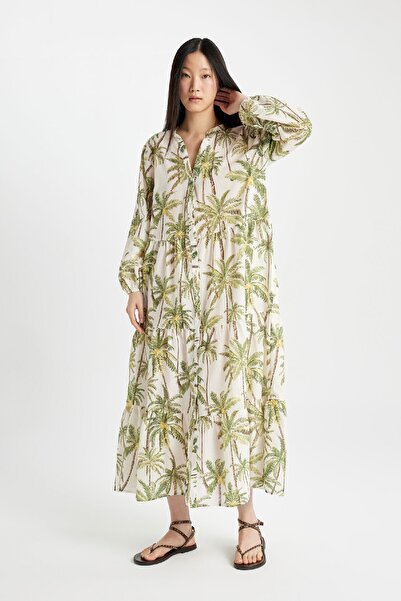 DeFacto Desenli Uzun Kollu Maxi Plaj Elbisesi-fall In Love B5790ax24sm
