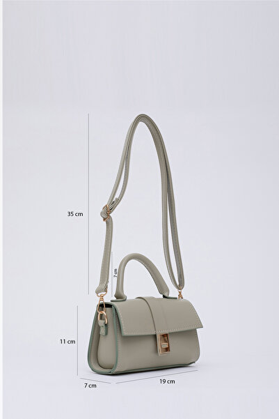 SHAKA Mint Green Shk109 Faux Leather Women's Hand, Arm and Shoulder Bag with Snap Fasteners and Adjustable Strap U:11 E:19 G: