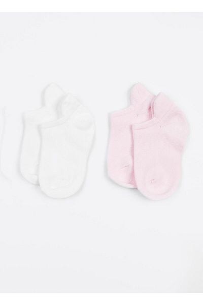 kitikate Organic Basic 2-Piece Booties Socks Pink Ecru