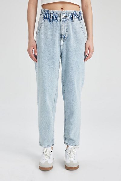 DeFacto Paperbag cu talie înaltă, comozi până la gleznă, pantaloni de jeans C1278ax24sm