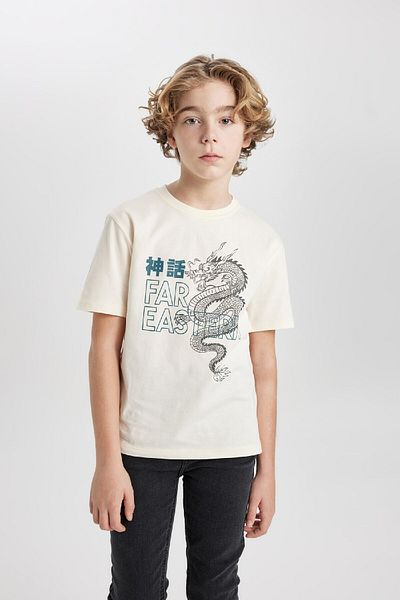 DeFacto Boy's Crew Neck Printed Short Sleeve T-Shirt C0954a824sm