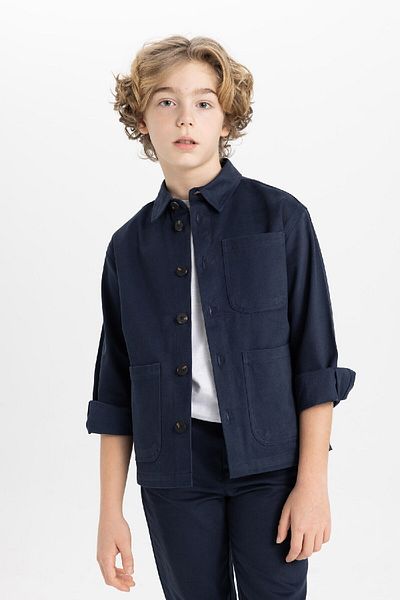 DeFacto Chlapecká oversize široká polokošile s dlouhým rukávem B6705a824sm