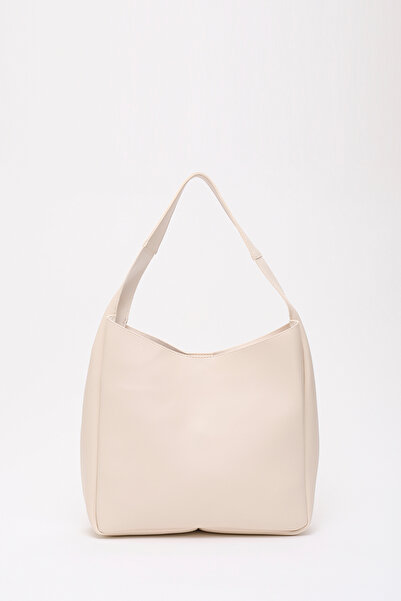 SHAKA Cream Shk180 Faux Leather, Snap Fastener, Two Compartment Hand, Arm and Shoulder Bag