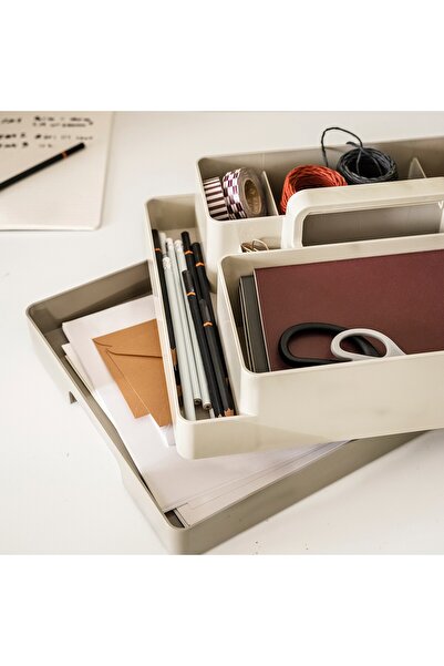 IKEA KUGGIS Desk organiser set, 2 pieces, grey-beige/dark grey-beige, 26 x 35 x 16 cm