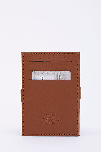 SHAKA Taba Shk105 Suni Deri Kağıt Para ve 8 Kart Bölmeli Sihirli Cüzdan 10x7 cm
