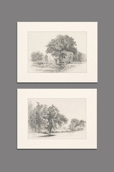 HOME DEKORİSTA Vintage 2'li Manzara Poster, Galeri Duvarı, Sanatsal Baskı, Ho...