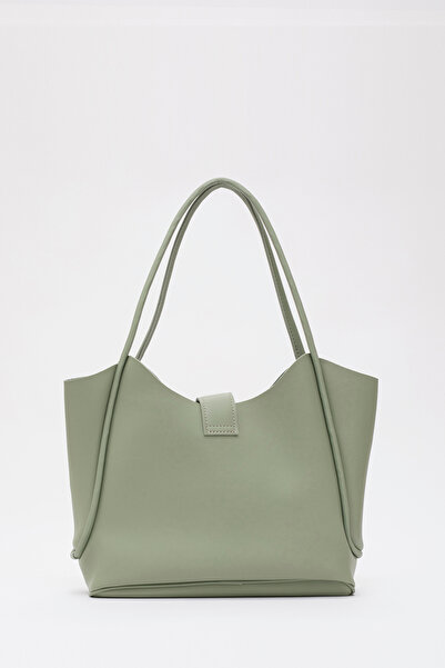 SHAKA Shk126 Mint Green Faux Leather - Lock Detailed Makeup Bag L:27 E:37 W:12 cm