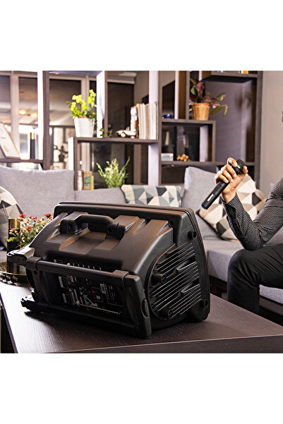 Geepas مكبر صوت بلوتوث متنقل قابل لإعادة الشحن، بقوة ٤٠٠٠٠ واط | مكبر صوت ١٢ بوصة | مزود بميكروفونات لاسلكية | GMS8519