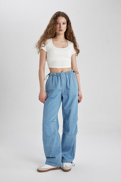 DeFacto Pantaloni de jogger cu talie înaltă, până la gleznă, cu parașuta C1321ax24sm