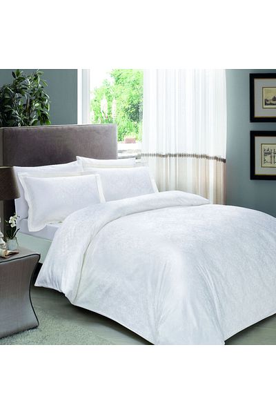 Taç Luxury satin jacquard bed linen, 6 pieces, Taç, Daria White