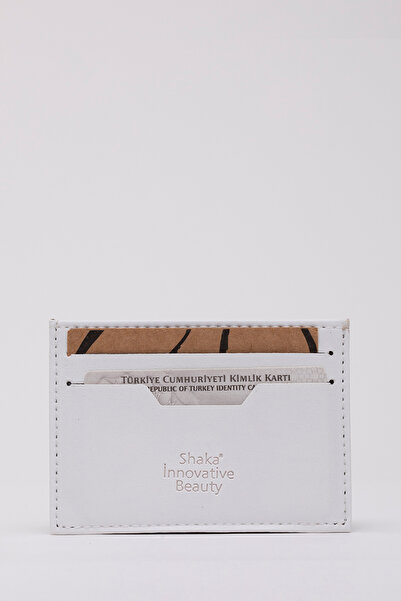 SHAKA Beyaz Shk107 Suni Deri Ultra Slim 4 Kart ve Para Bölmeli Kartlık Unisex Cüzdan